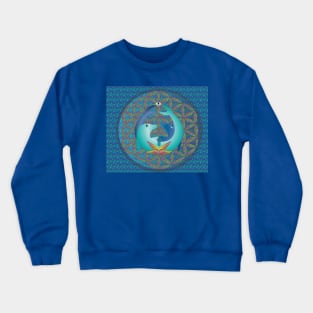 Lotus yin yang dolphins Crewneck Sweatshirt